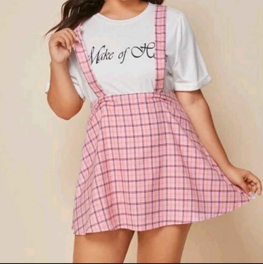 SHEIN | Plaid Suspender Skirt